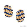 18kt Gold and Lapis Earclips, Van Cleef & Arpels