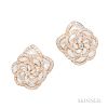 18kt Gold, Mother-of-pearl, and Diamond Flower Earclips