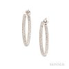 18kt White Gold and Diamond Hoop Earrings, Curnis