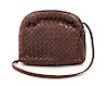 A Bottega Veneta Brown Intrecciato Small Shoulder Bag, 6" H x 8.25" W x 2" D; Strap drop: 10".