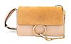 A Chloe Cement Pink Faye Small Shoulder Bag, 6.3" H x 9.4" W x 3.5" D; Strap drop: 20.1"-22.4".