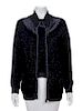 A Chanel Black and Navy Metallic Sweater Set, Jacket: 42.