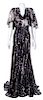 An Alexander McQueen Black and White Print Silk Gown, Size 38.