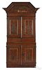 Scandinavian painted pine stepback cupboard, dated 1823, retaining its original floral decoration