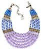 * A Masha Archer Lavender and Blue Glass Bead Six Strand Collar Necklace, 15.5" - 19" L; 3" W.