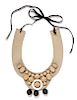A Prada Khaki and Resin Faceted Bead Collar Necklace, 3" W.