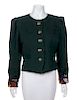 An Hermès Vintage Green Wool Cashmere Reversible Jacket, Size 42.
