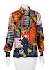 An Hermès Vintage Multicolor Silk Blouse, Shirt size 38; Twilly size 46" x 2.25".