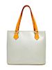A Louis Vuitton Silver Vernis Houston Tote Bag, 10" H x 11.5" W x 5" D; Strap drop: 7".
