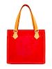 A Louis Vuitton Red Vernis Houston Tote Bag, 10" H x 11.5" W x 5" D; Strap drop: 7".