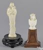 Two Continental carved ivory figures, 19th c., to include a bust of Jesus Christ, 5 1/2'' h.