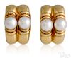 Pair of 18K yellow gold Bulgari pearl earrings
