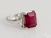14K white gold ruby and diamond ring