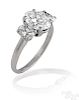 Platinum three-stone diamond ring