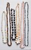 Six semi-precious beaded necklaces