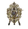 Antique Victorian 18K Gold Rose Cut Diamond Brooch Pendant