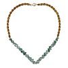18K Gold Carved Emerald Twisted Chain Necklace