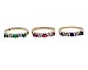 14K Gold Diamond Colored Stone Band Ring Lot of 3