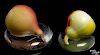 Two New England Glass Co. pear-form paperweights, ca. 1860, 3'' dia. and 2 1/4'' dia.