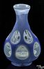 Antique paperweight vase with blue cut to opaque cut to clear body and a concentric millefiori base