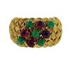 14K Gold Colored Stone Wide Band Ring