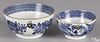 Two Chinese export porcelain blue Fitzhugh armorial bowls, 2 3/4'' h., 5 1/2'' dia. and 2 1/4'' h.