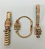 3 VINTAGE WRIST WATCHES IN ROSE GOLD W/ DIAMONDS