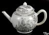 Chinese export porcelain European market teapot, ca. 1745, painted in grisaille