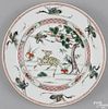 Chinese famille verte porcelain plate, mid 18th c., with deer, 8 5/8'' dia.