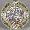 Chinese Qing dynasty Wucai porcelain plate with dragon and floral decoration, 8 3/4'' dia.