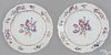 Pair of Chinese famille rose porcelain plates, mid 18th c., 9'' dia.