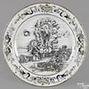 Chinese export porcelain grisaille Ascension plate, ca. 1750, 8 3/4'' dia.