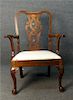 SOUTHERN QUEEN ANNE ARM CHAIR W/ CARVED KNEES