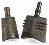 Two Chinese bronze bells, 8 1/2'' h. and 7'' h.