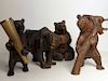 4 BLACK FOREST BEAR WOOD CARVINGS, 1 W/ HINGED LID