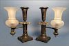 PR OF EARLY 19THC. ARGAND LAMPS (REPLACED SHADES)