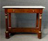 19THC. MAHOGANY CLASSICAL MARBLE TOP PIER TABLE W/
