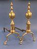 FINE PAIR OF NYC BALL & URN TOP ANDIRONS C. 1810