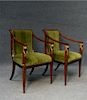 PR OF EGYPTIAN REVIVAL CHAIRS W/ GILDED & EBONIZED