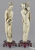 Two Chinese carved ivory figures of elegant women, late 19th c., 11'' h.