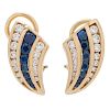 Charles Krypell 18 Karat Gold Sapphire and Diamond Earrings