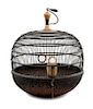 * A Chinese Bamboo Birdcage Height 14 inches.