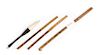 * Four Chinese Hardwood and Bamboo Calligraphy Brushes Length of largest 13 inches.