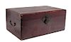 * A Chinese Hardwood Cloth Chest Height 9 1/2 x width 22 1/4 x depth 14 inches.