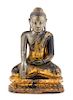 * A Large Thai Gilt Bronze Figure of Buddha Height 20 1/4 inches.