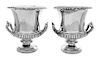 * A Pair of English Silverplate Wine Coolers, Matthew Boulton, Sheffield, Early 19th Century, of twin-handled campagna form, the