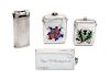 * A Group of Three English Enameled Silver Vesta Cases, various makers, comprising an Edwardian example decorated with the Tudor