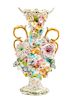 * A Paris Floral-Encrusted Porcelain Vase Height 9 1/2 inches.