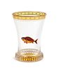 * A Biedermeier Enameled Glass Beaker Height 5 1/2 x diameter 3 1/4 inches.