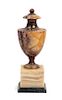 * An English Veined Blue John Urn and Cover Height 8 3/4 inches.
